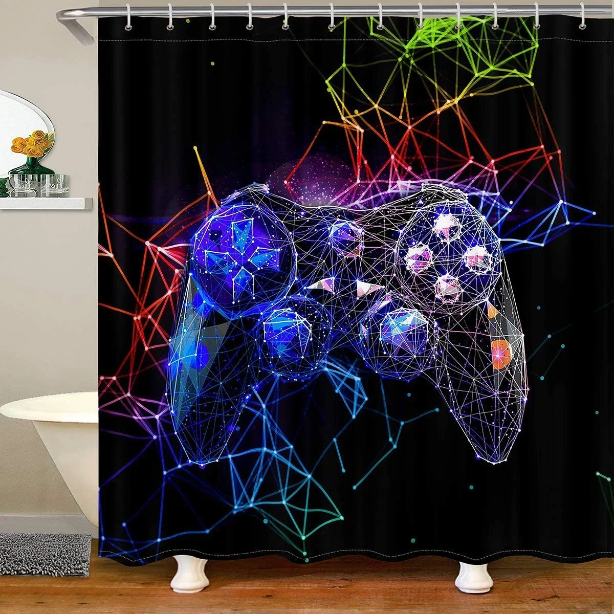 Modern Gamer Shower Curtain Video Game Controller Bath Curtain Room Decor Bright Colorful Geometry Waterproof Bathroom Curtains 
Modern Gamer Shower Curtain Video Game Controller Bath Curtain Room Decor Bright Colorful Geometry Waterproof Bathroom Curtains