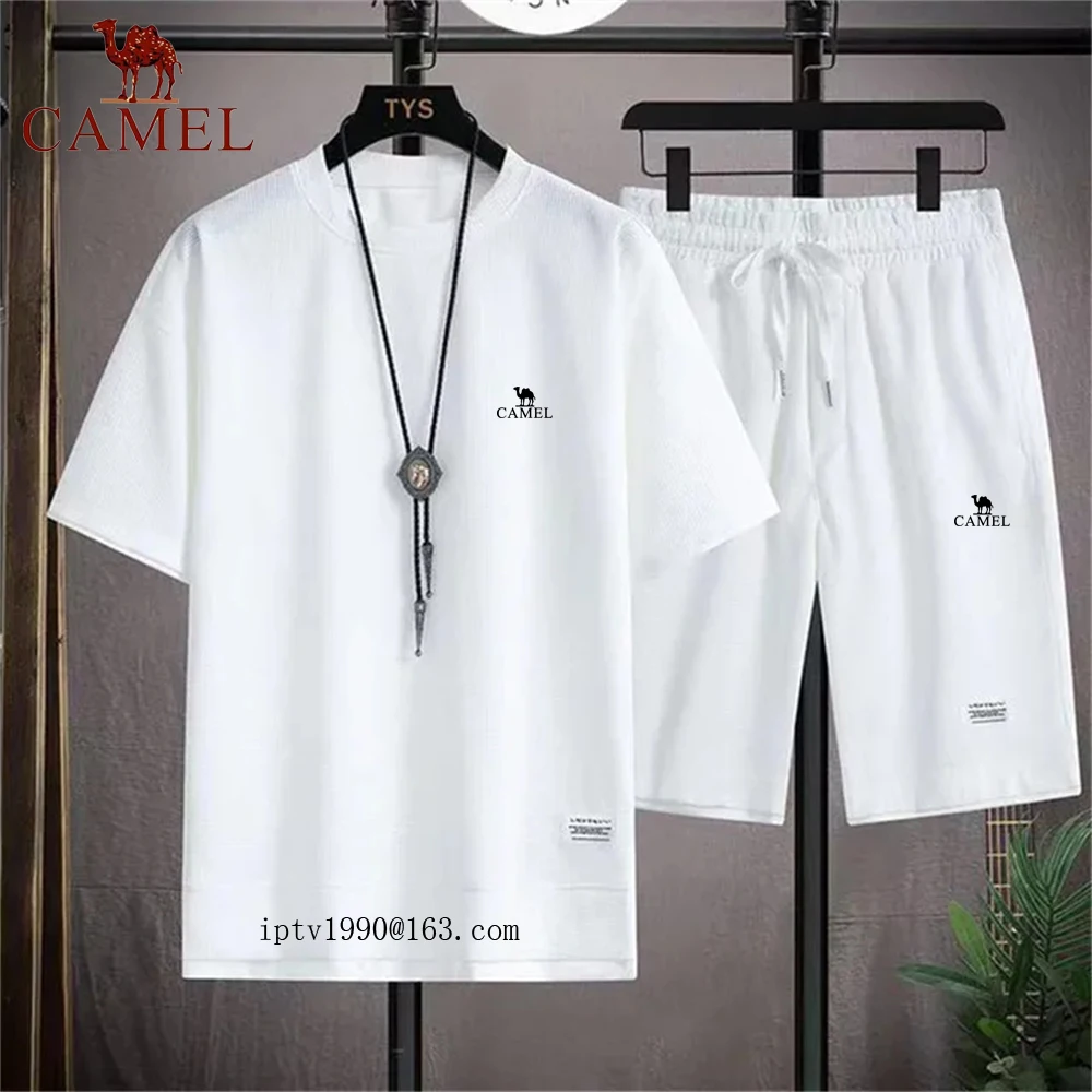 CAMEL brand printed summer men's fashion short sleeve T-shirt and shorts set casual solid color two-piece Waffle sportswear
CAMEL brand printed summer men's fashion short sleeve T-shirt and shorts set casual solid color two-piece Waffle sportswear