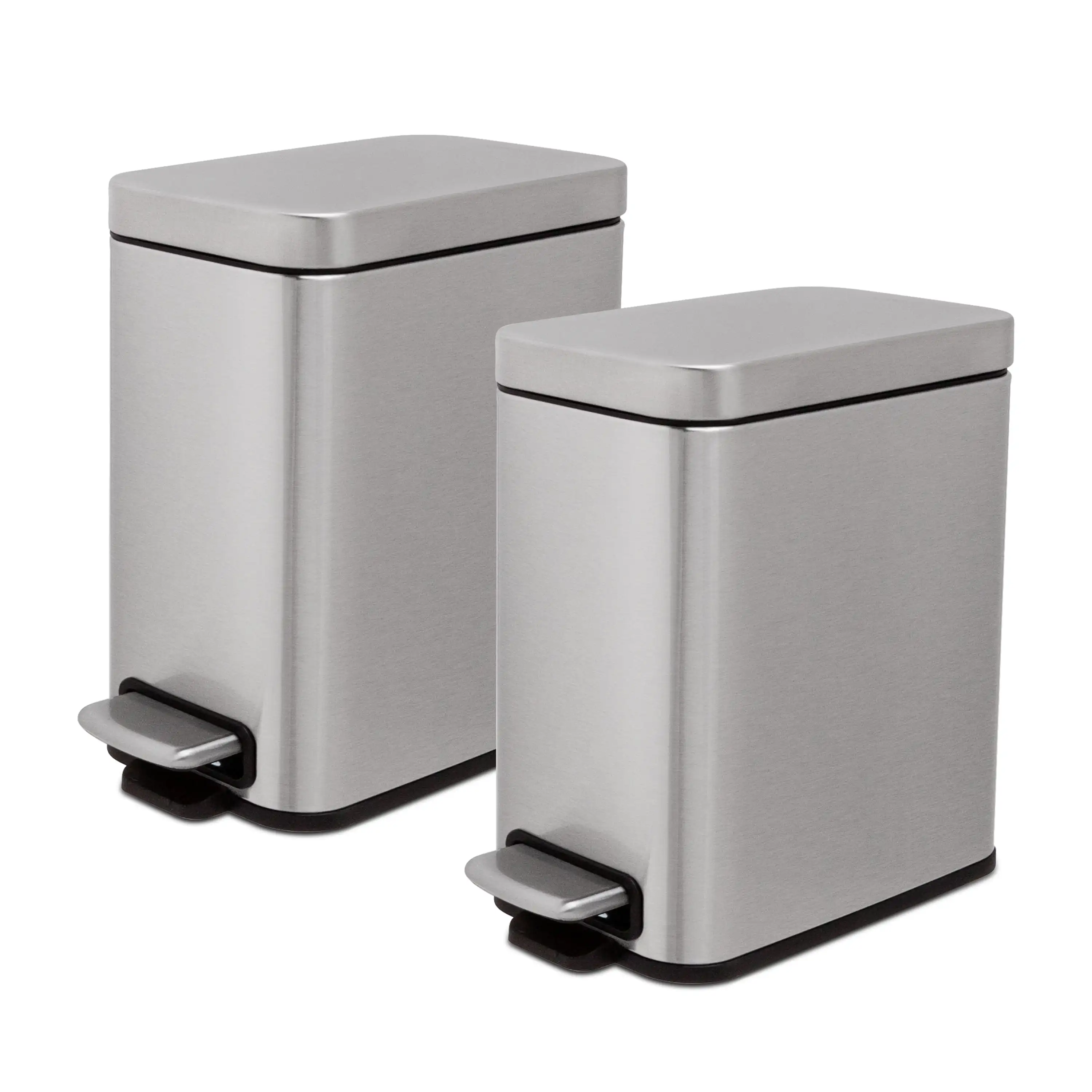 

Trash Can, 1.3 Gallon Slim Step On Bathroom Trash Can, Stainless steel, Twin Pack