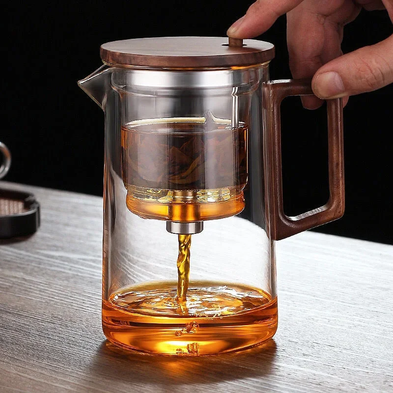 

Wood Inner Teapot Filter Handle Container With Separation Glass One Filtering Pot Walnut Water Infuser Tea Click