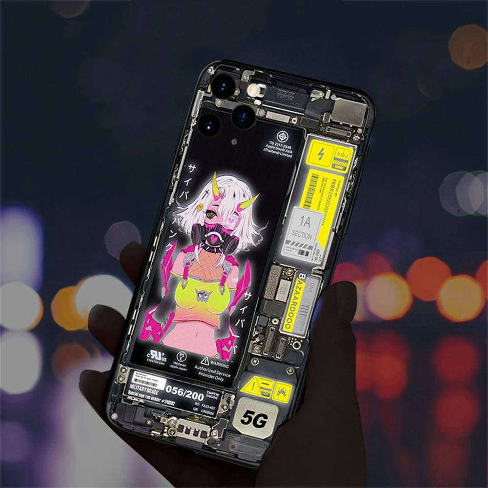 

Anime Cool Girl LED Flash Case For Huawei Mate 50 40 30 Pro P60 P50 P40 P30 Nova 10 9 Light Up Smart Glitter Phone Cover