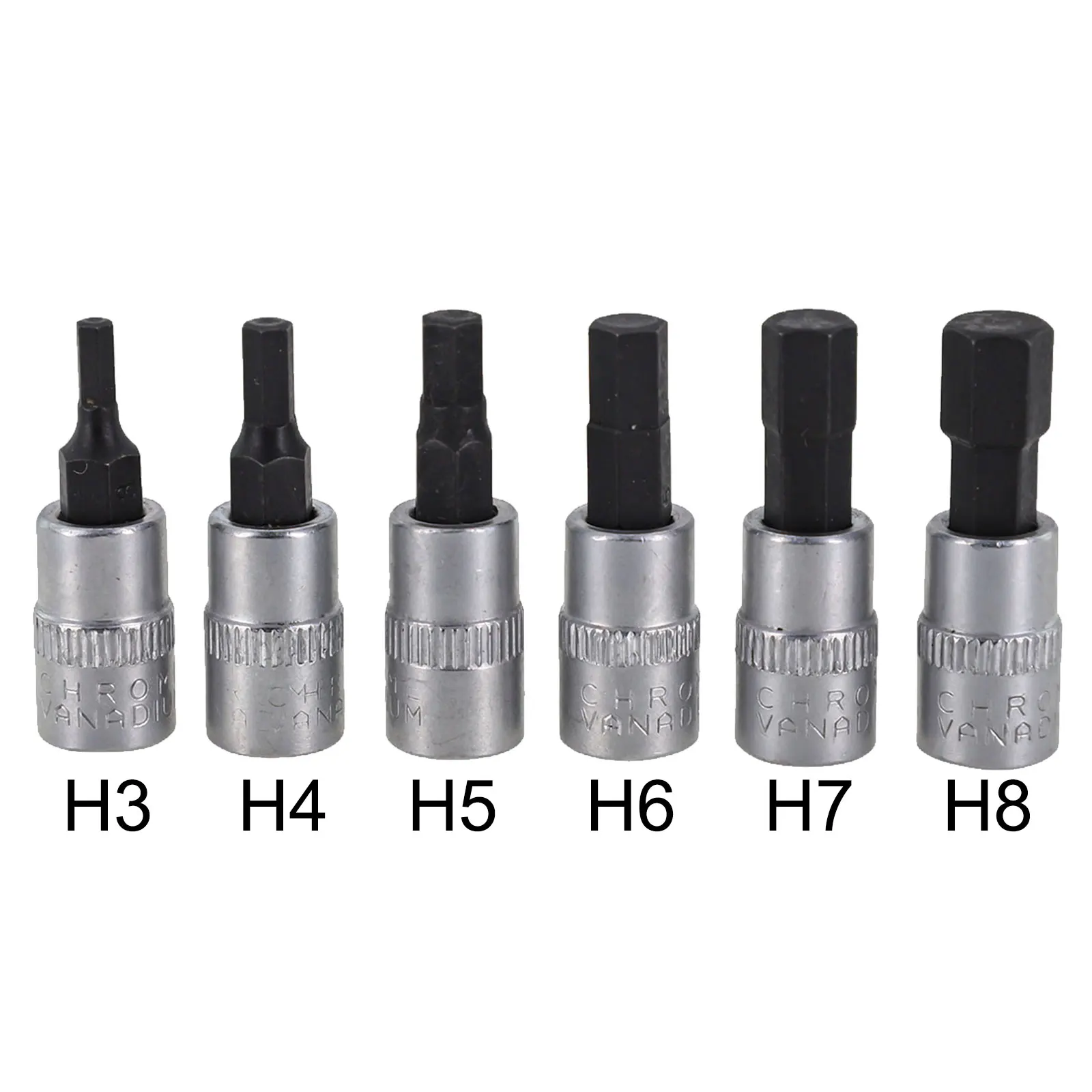 6pcs 1/4 Inch Drive Hex Socket Bit Set Hex Screw Driver Bits H3 H4 H5 H6 H7 H8 Chrome Vanadium Steel Spanner Ratchet Wrench Tool
6pcs 1/4 Inch Drive Hex Socket Bit Set Hex Screw Driver Bits H3 H4 H5 H6 H7 H8 Chrome Vanadium Steel Spanner Ratchet Wrench Tool