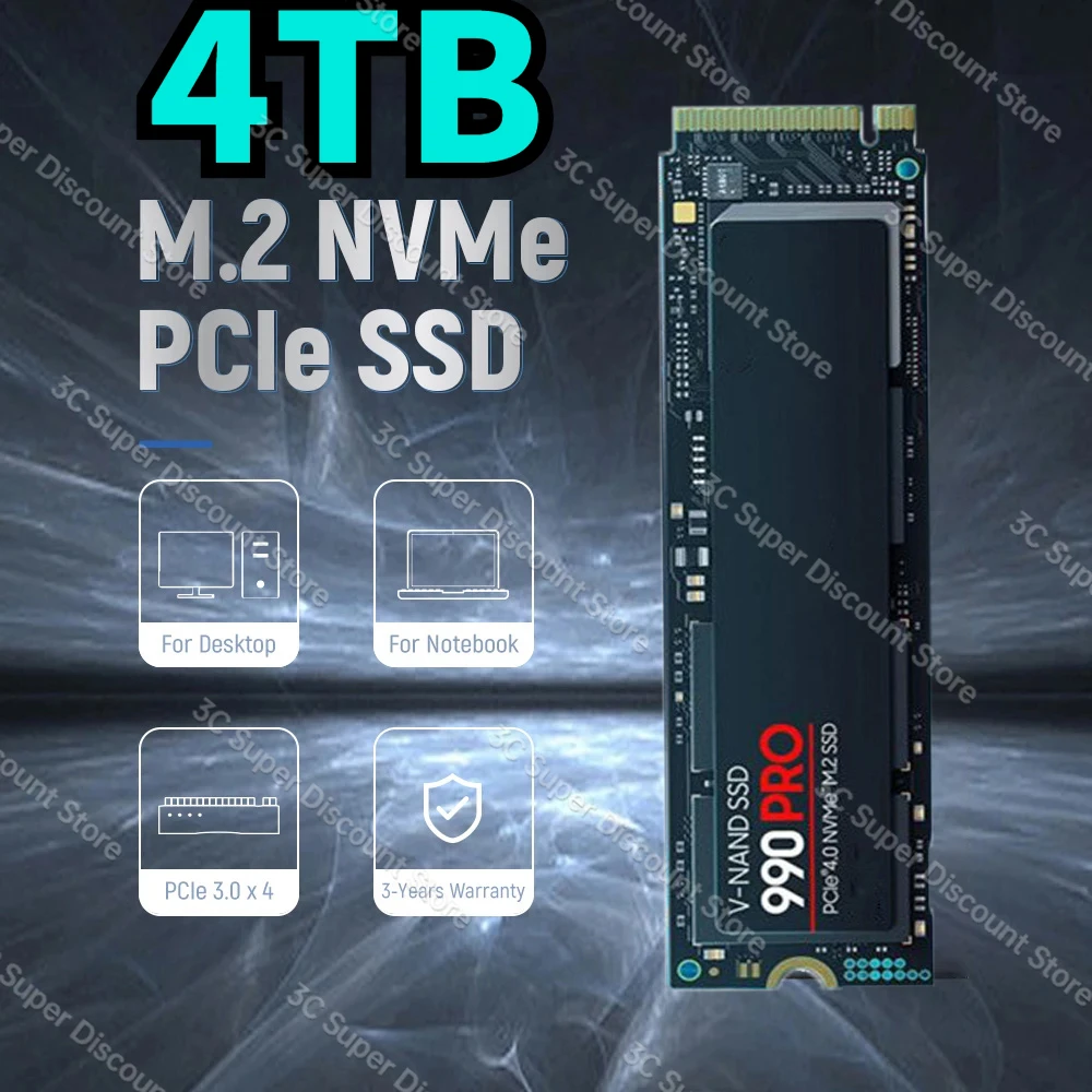 

SSD 8TB high speed 990 PRO PCIe 4.0 NVMe 4.0 M.2 2280 NGFF 1TB 2TB 4TB SSD Internal Solid State Hard Drive For Laptop PC PS4 PS5