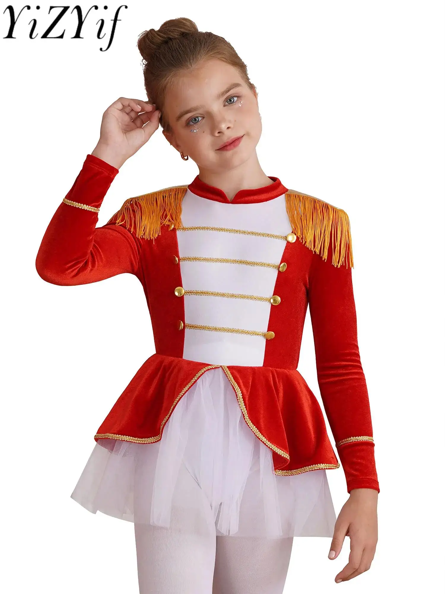 

Женский цирковый костюм, яркое платье с длинным рукавом и балетной юбкой-пачкой