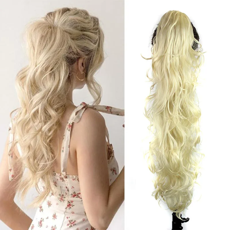 

Long Messy Curly Claw Clip Ponytail Extensions Synthetic Claw Clip in Curly Ponytail Hairpiece 26inch Curly Wavy Pony Tail Hair