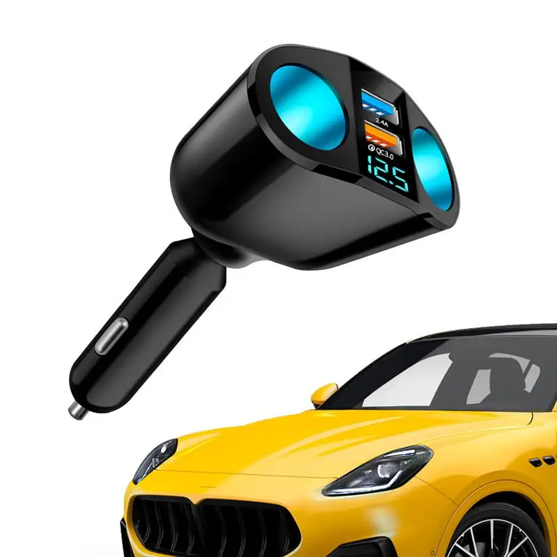

Fast Charger for Car 120W 5 In 1 Car Adapter USB C LED Digital Display Multifunction QC3.0 USB PD Car Charger 2 Lighter Sockets