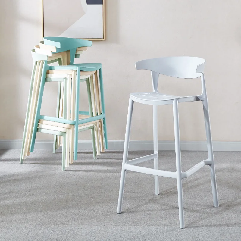 

LCL81 chair Nordic bar chair free shipping plastic stackable modern backrest bar stool high leg