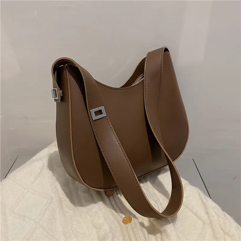 

Casual Underarm Shoulder Bag for Women Texture PU Leather Half-moon Crossbody Bags Luxury Messenger Vintage Handbag