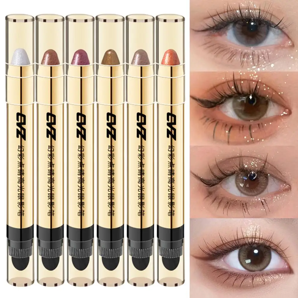 

1pc Double End Glitter Eye Shadow Stick Pencil Eyeshadow Base Highlighter Primer Shimmer Waterproof Eyebrow Cosmetic Makeup F7Z9