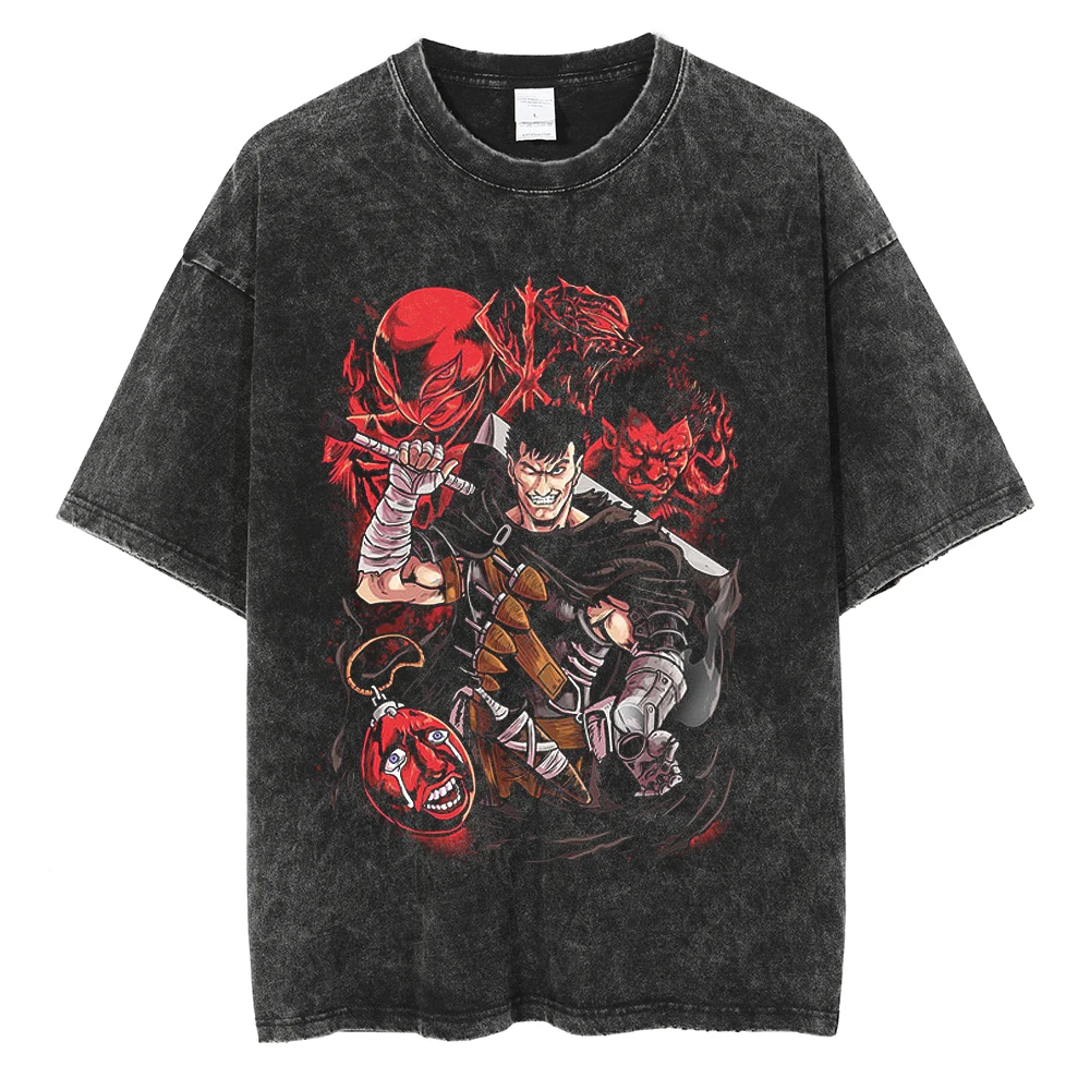 Streetwear Vintage Washed T Shirt Japanese Anime Berserk Print T-Shirt Harajuku Cotton Oversized Tshirt Summer Short Sleeve Tops
Streetwear Vintage Washed T Shirt Japanese Anime Berserk Print T-Shirt Harajuku Cotton Oversized Tshirt Summer Short Sleeve Tops