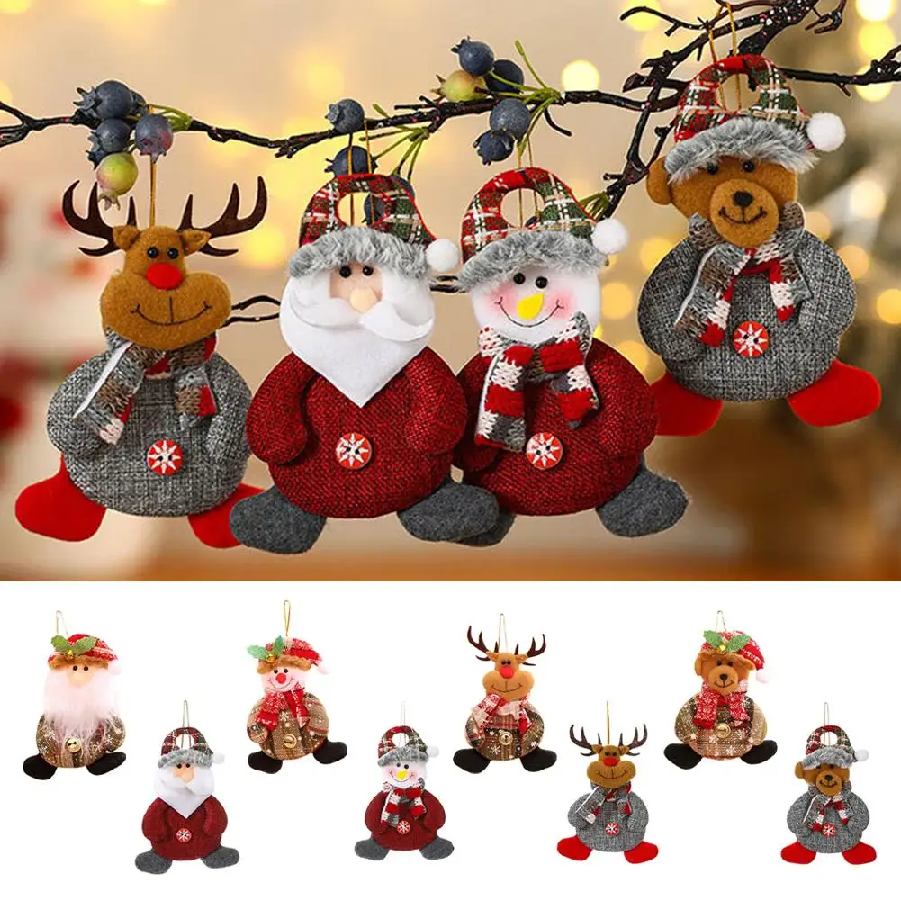 

2023 подвеска на рождественскую елку, плюшевые украшения, Санта-Клаус, снеговик и лось, украшения для дома, Рождество, подарок для детей, счастливый K5a7