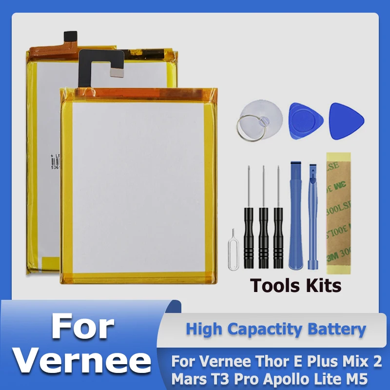 

XDOU VerneeThor VerneeM5 VerneeMix2 Battery For Vernee Thor E Plus Mix 2 Mars T3 Pro Apollo Lite M5 Bateria + Tool Kit