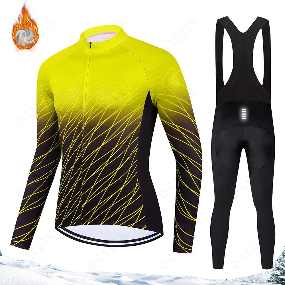 Winter Thermal Fleece Cycling Jersey Sets Men Bicycle Yellow Long Sleeves Road Bike Uniform MTB Reflective Cycling Bib Gel Pants
Winter Thermal Fleece Cycling Jersey Sets Men Bicycle Yellow Long Sleeves Road Bike Uniform MTB Reflective Cycling Bib Gel Pants