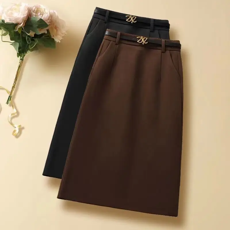 2023 Autumn Winter Women New Pencil Long Wool Skirts Female High Waist Woolen Skirts Ladies Solid Color Skirts with Belt Y591
2023 Autumn Winter Women New Pencil Long Wool Skirts Female High Waist Woolen Skirts Ladies Solid Color Skirts with Belt Y591