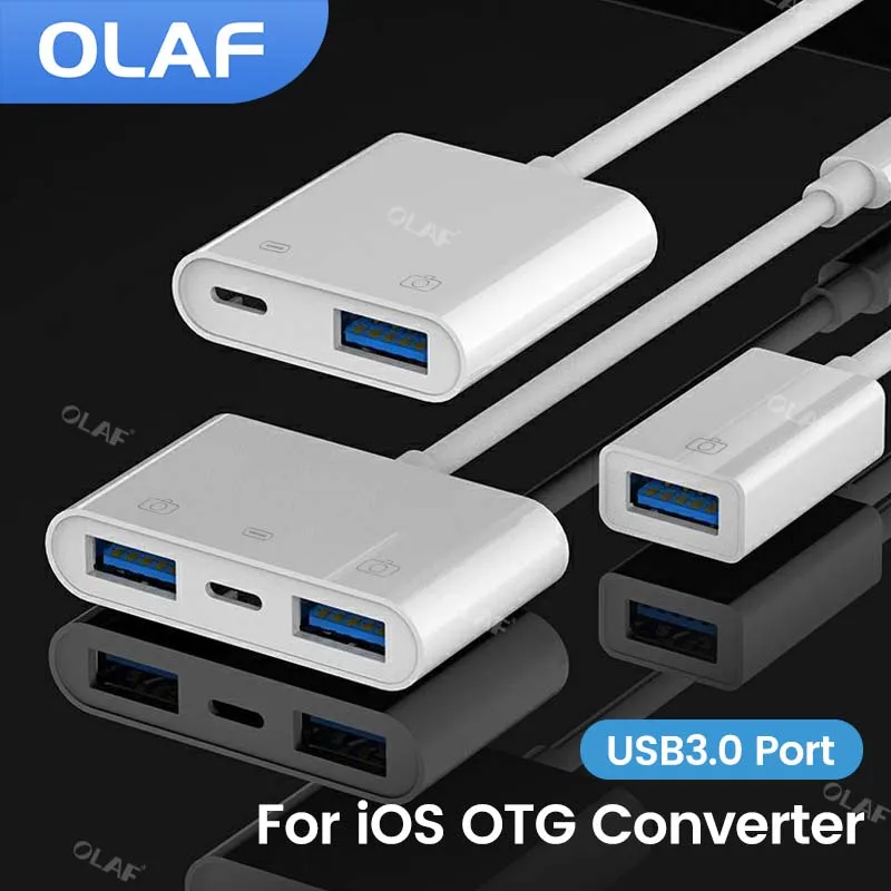 

OTG Adapter For iPhone 13 12 11 Pro Max iPad 8-Pin to USB 3.0 Converter Cable for iOS 13 above for Mouse Camera Card Reader