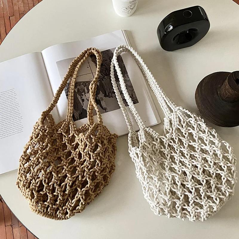 

Women Hand Bags 2023 Niche Basket Bag Hollowed Woven Bag French Style Fashionable Casual Simple Straw Bag for Women