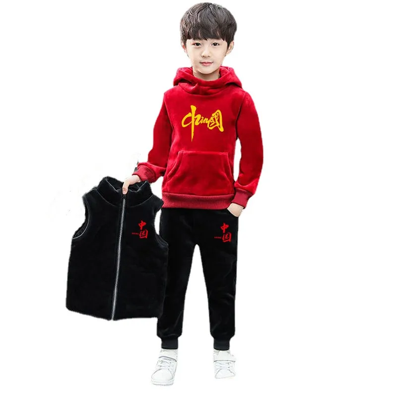 Boys Double-sided Gold Velvet Suit New Winter Thickened Warm Hooded Sweatshirt+ Pant + Vest 3pcs Teens Clothing Casual Set 4-12Y
Boys Double-sided Gold Velvet Suit New Winter Thickened Warm Hooded Sweatshirt+ Pant + Vest 3pcs Teens Clothing Casual Set 4-12Y