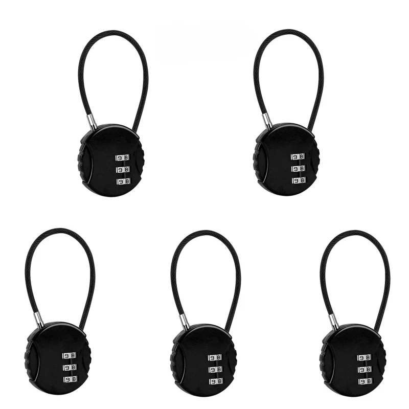 

5/3Pcs 3 Dial Digit Password Combination Padlock Suitcase Luggage Metal Code Lock Mini Coded Keyed Anti-Theft Locks