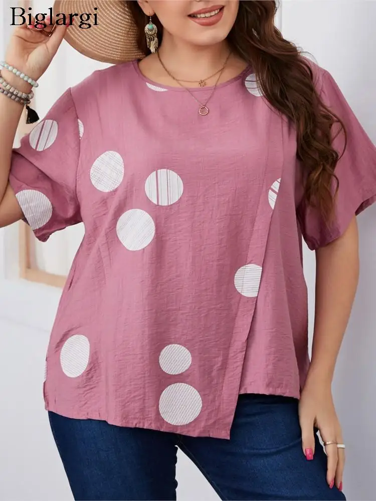 Plus Size Summer Tops Women Polka Dot Print Irregular Casual Loose Ladies Blouses Fashion Woman Tops 2023
Plus Size Summer Tops Women Polka Dot Print Irregular Casual Loose Ladies Blouses Fashion Woman Tops 2023