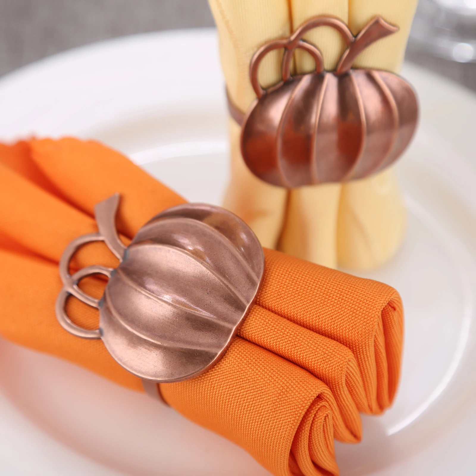 

12Pc Pumpkin Napkin Ring Holders Thanksgiving Halloween Napkin Buckles For Thanksgiving Dinner Parties Weddings Family Gathering