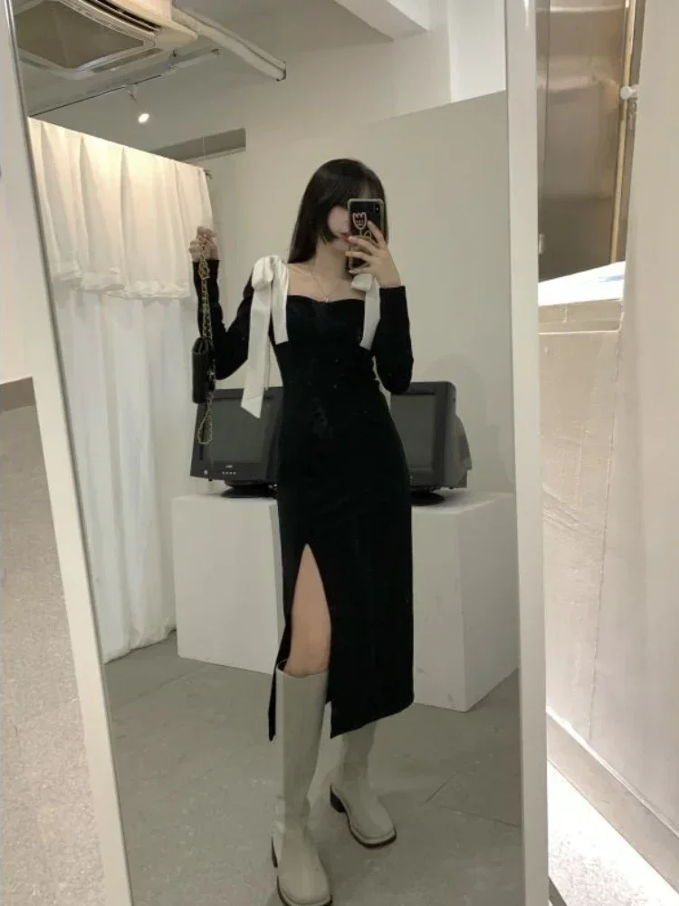 Deeptown Korean Style Midi One Piece Dress Women Coquette Y2k Split Long Sleeve Bodycone Black Dresses Elegant Vestidos Autumn
Deeptown Korean Style Midi One Piece Dress Women Coquette Y2k Split Long Sleeve Bodycone Black Dresses Elegant Vestidos Autumn