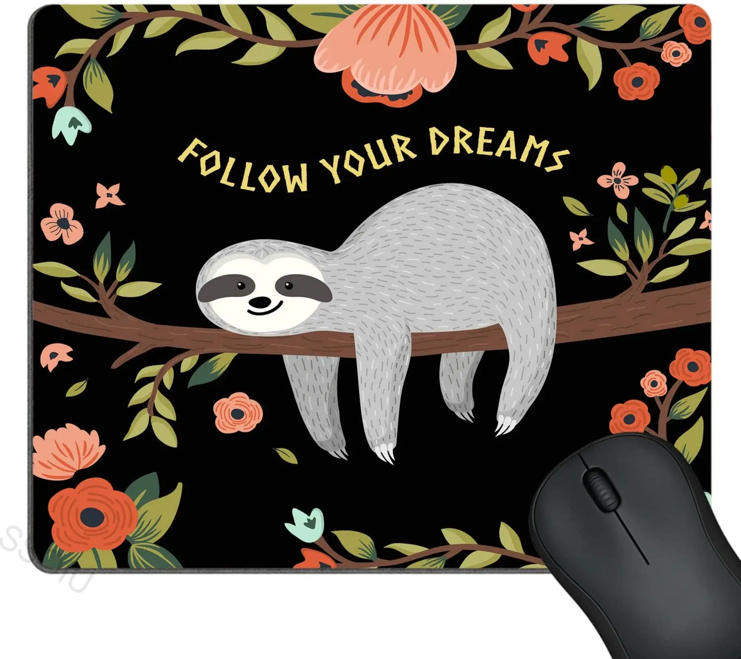 

Cute Baby Sloth Inspirational Quotes Gaming Mouse Pad Custom Follow Your Dreams Mouse Pads Lovely Sloth On The Tree Mouse Pads