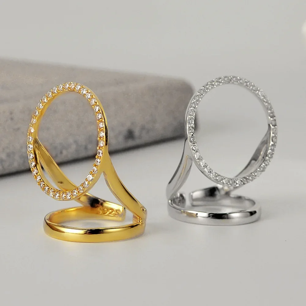 

Кольцо с микрозакрепкой Youth of Vigor, Серебряное Открытое кольцо с фианитом, золотистые кольца ручной работы для вечеринки, R1101