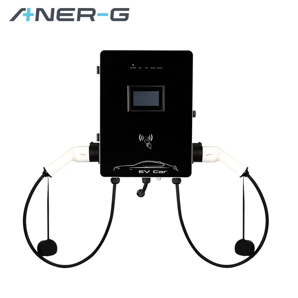 

Manufacturer Wholesale 44KW AC EV Charger IEC62196 Type 2 Dual Gun 4.3in Screen Floor-mounted Electric Vehicle Charging Station