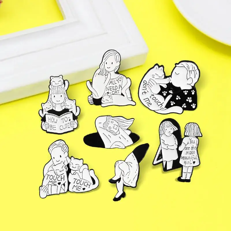 Cute Cat Black White Enamel Pin TOUCH ME,ALL YOU NEED A CAT Cats Club Cat lovers Brooch Lapel Badge for Kids Jewelry Accessories
Cute Cat Black White Enamel Pin TOUCH ME,ALL YOU NEED A CAT Cats Club Cat lovers Brooch Lapel Badge for Kids Jewelry Accessories