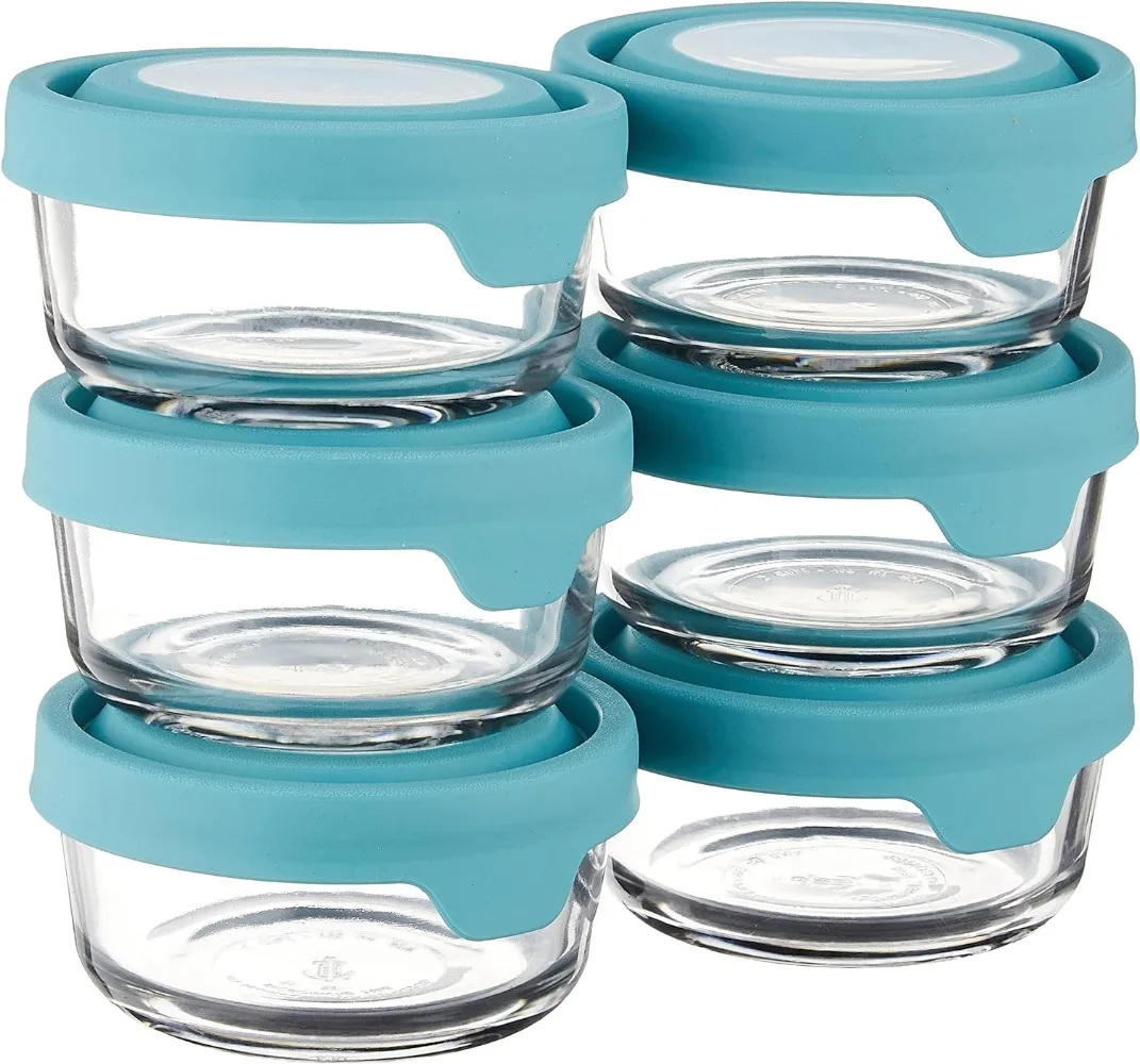 

Анкерный контейнер для хранения, контейнер для хранения еды из натурального стекла с искусственной кожей, 2 чашки, минеральный синий, упаковка из 6 шт.