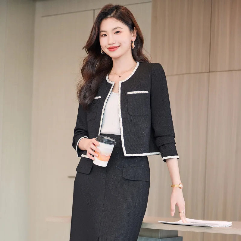 

Black Coat Dress Two-Piece Women's Clothing 2023 Autumn New Elegant Socialite Western Style Wear Suit