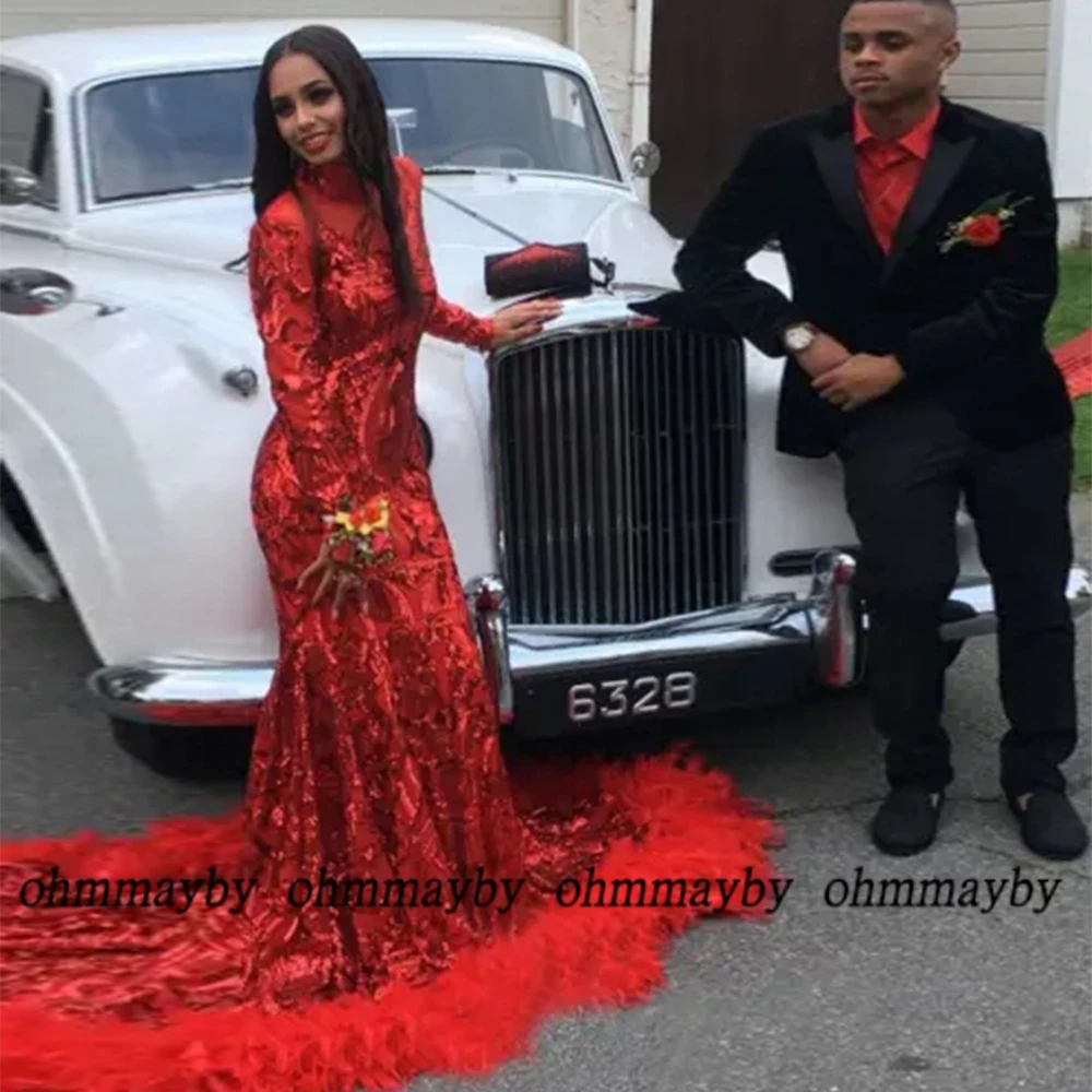 Red Mermaid Full Sleeves Sequined Evening Dresses with Feathers 2024 New Summer Zipper Back Prom Gowns Vestidos De Fiesta
Red Mermaid Full Sleeves Sequined Evening Dresses with Feathers 2024 New Summer Zipper Back Prom Gowns Vestidos De Fiesta