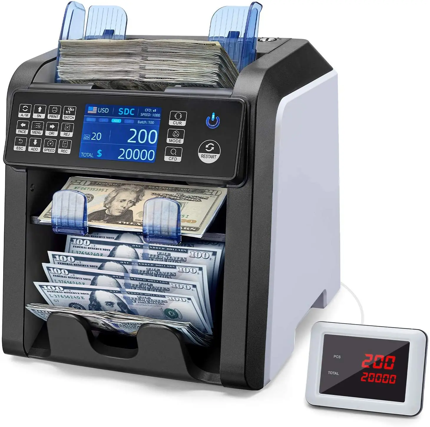 

AL-950 Dual CIS Banknote Sorter Fitness Mix Value Money Counter Counterfeit Bill Counter