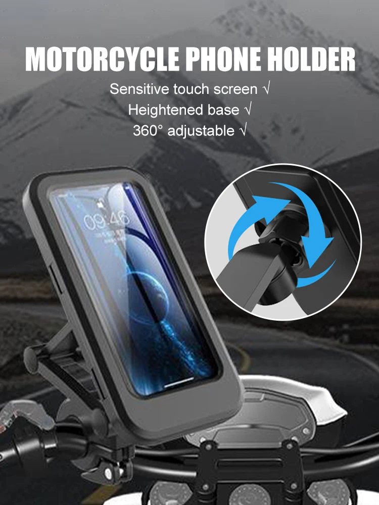 Universal Motorcycle Phone Mount Waterproof Hard Shell Phone Case Holder 360° Adjustable Bike Cellphone Holder Up to 6.7 inches
Universal Motorcycle Phone Mount Waterproof Hard Shell Phone Case Holder 360° Adjustable Bike Cellphone Holder Up to 6.7 inches