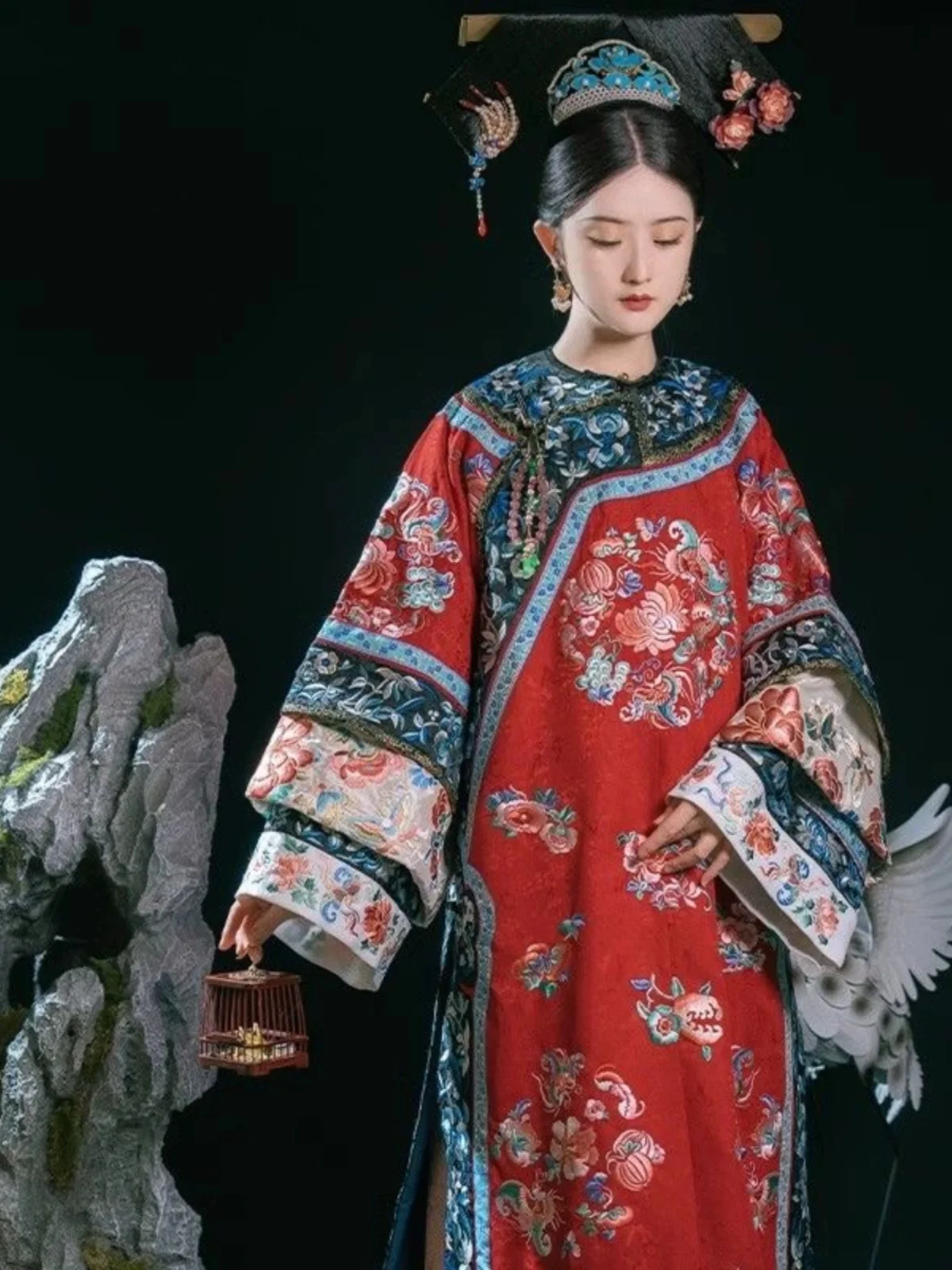 

Women's Han Chinese Clothing Spring New Wear Style Printed Ancient Placket Cappa Pluvialis Qing Dynasty