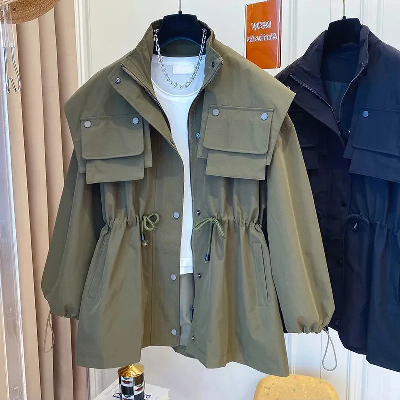 2023 New Spring Autumn Windproof Waterproof Windbreaker Women Luxury Brand Zip Up Loose Jacket Drawstring Pockets Thin Coat
2023 New Spring Autumn Windproof Waterproof Windbreaker Women Luxury Brand Zip Up Loose Jacket Drawstring Pockets Thin Coat