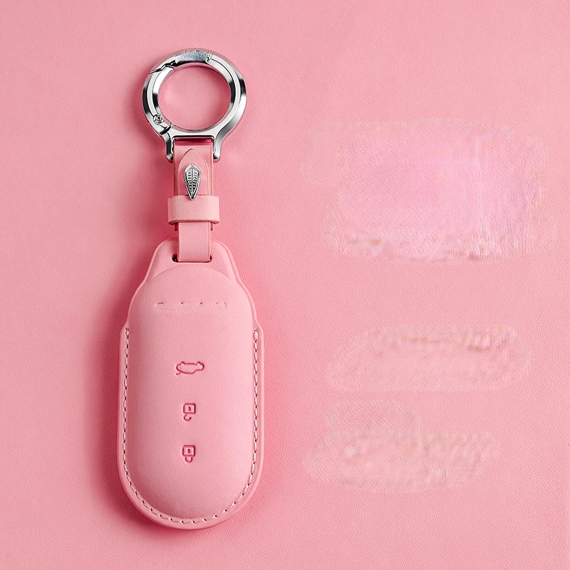 

Suitable For AITO M5 2022 2023 2024 Simple Style Pink Leather Car Remote Key Case Cover