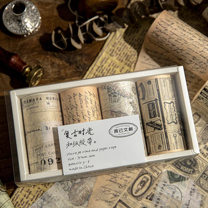 4 Rolls Vintage Washi Tape Set Letter Old Newspaper Antique Retro Decorative Masking Tape Sets For Arts Craft Kids Scrapbooking
4 Rolls Vintage Washi Tape Set Letter Old Newspaper Antique Retro Decorative Masking Tape Sets For Arts Craft Kids Scrapbooking