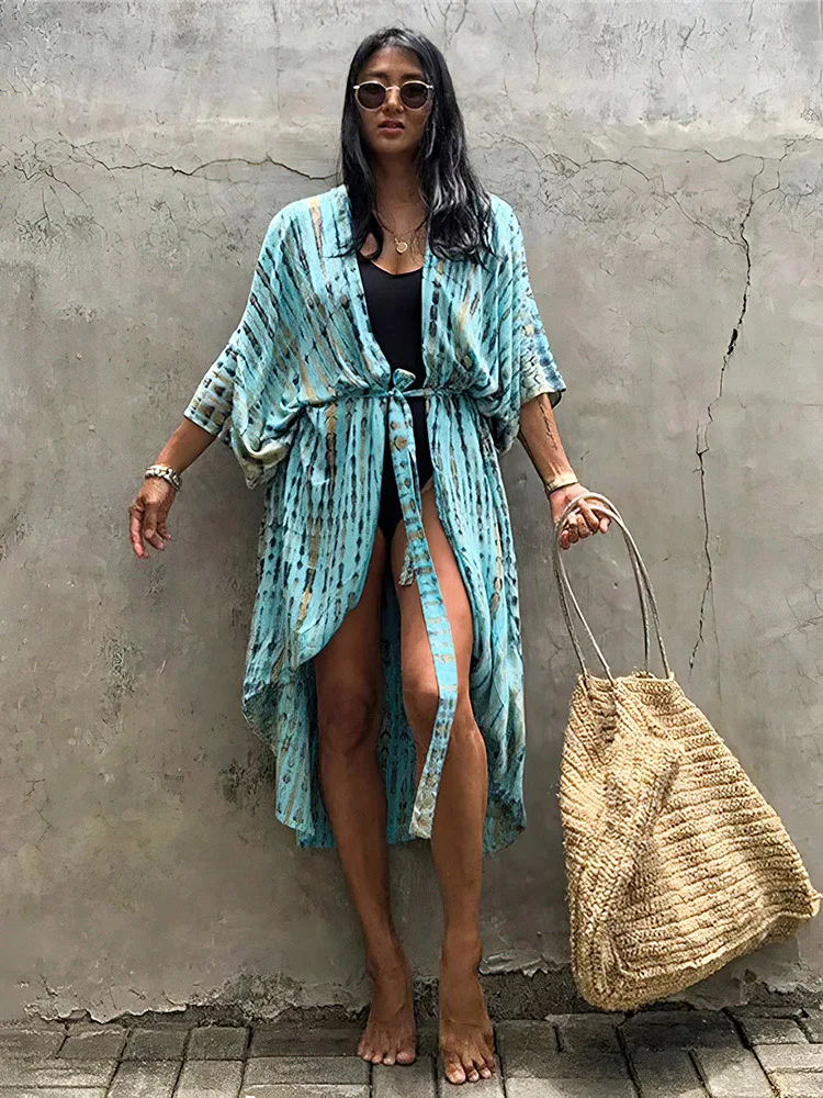 2023 Sexy Bikini Cover-ups Beach Pareo Stripes Tie Dye Kimono Swimsuit Dress Summer Women Beachwear Boho Bathing Suit Cover Up
2023 Sexy Bikini Cover-ups Beach Pareo Stripes Tie Dye Kimono Swimsuit Dress Summer Women Beachwear Boho Bathing Suit Cover Up
