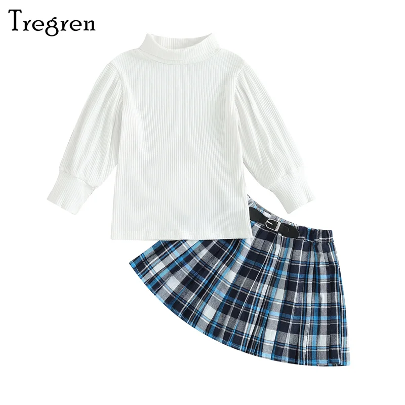 Tregren 3-6Years Toddler Baby Girls Clothes White Long Sleeve High Neck Tshirt Tops Pleated Plaid Skirt 2pcs Set Fashion Outfits
Tregren 3-6Years Toddler Baby Girls Clothes White Long Sleeve High Neck Tshirt Tops Pleated Plaid Skirt 2pcs Set Fashion Outfits