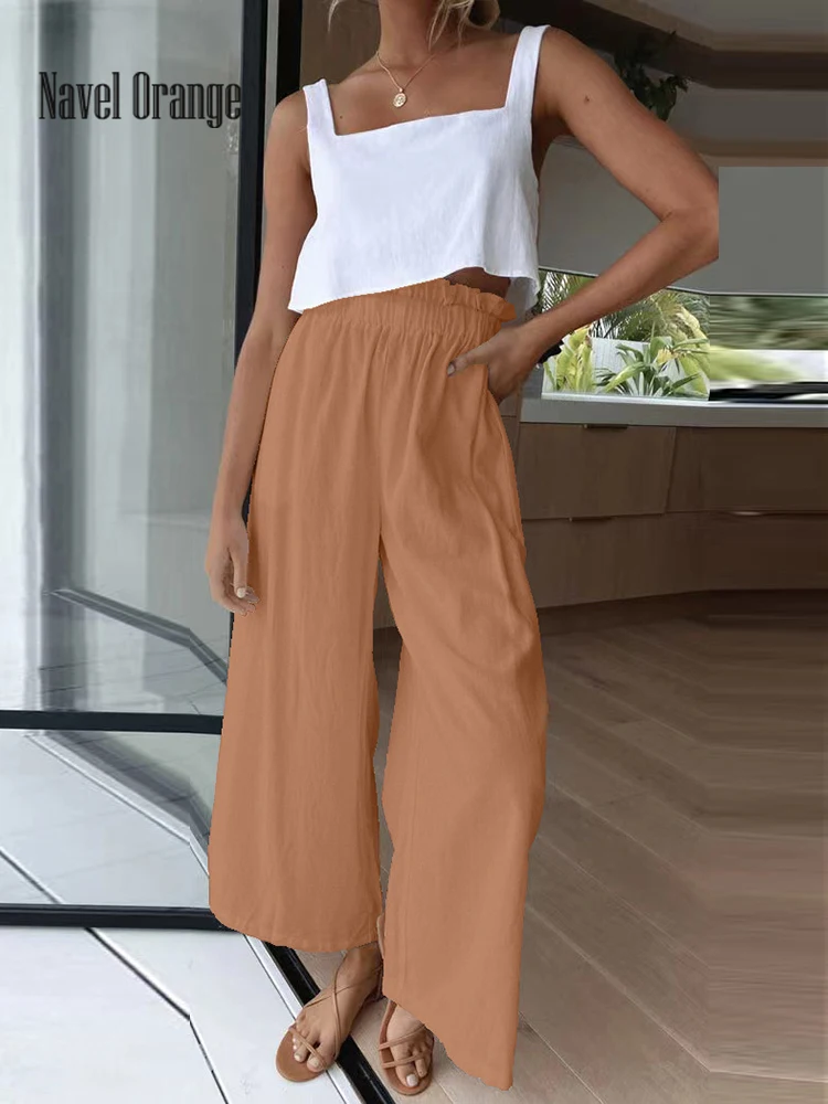 Women Casual Cotton Linen Solid Loose Trousers Spring Autumn Elastic Waist Simple Ladies Wide Leg Pants Streetwear Dropshipping
Women Casual Cotton Linen Solid Loose Trousers Spring Autumn Elastic Waist Simple Ladies Wide Leg Pants Streetwear Dropshipping