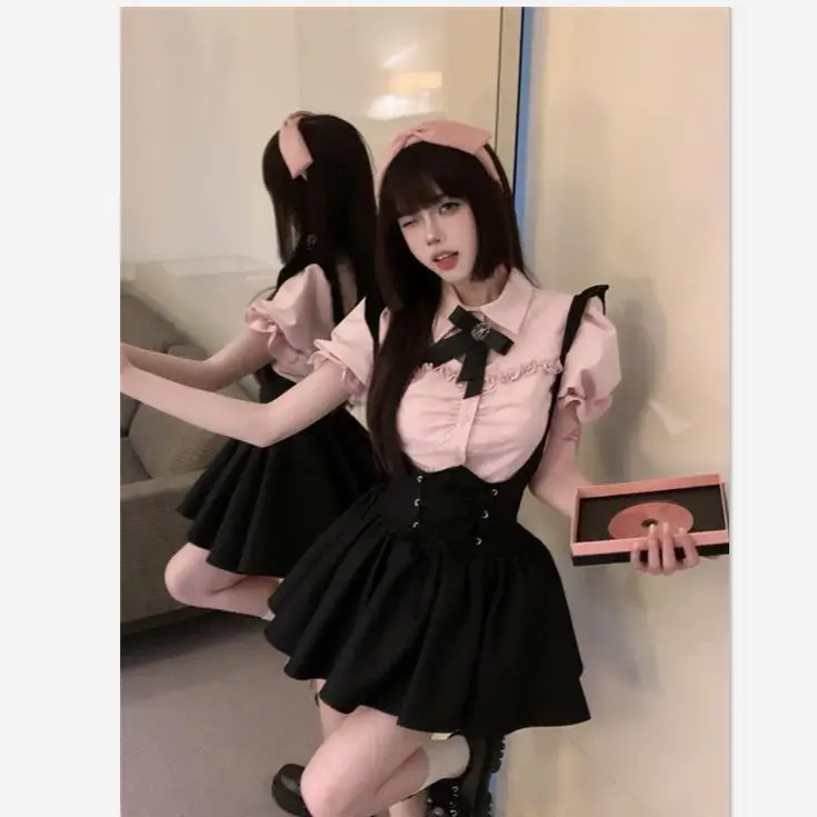 Korea Japan Style College School Uniform Sweet Sexy Strappy Dress New Summer Fashion two-piece Set Girl School Jk Uniform Set
Korea Japan Style College School Uniform Sweet Sexy Strappy Dress New Summer Fashion two-piece Set Girl School Jk Uniform Set