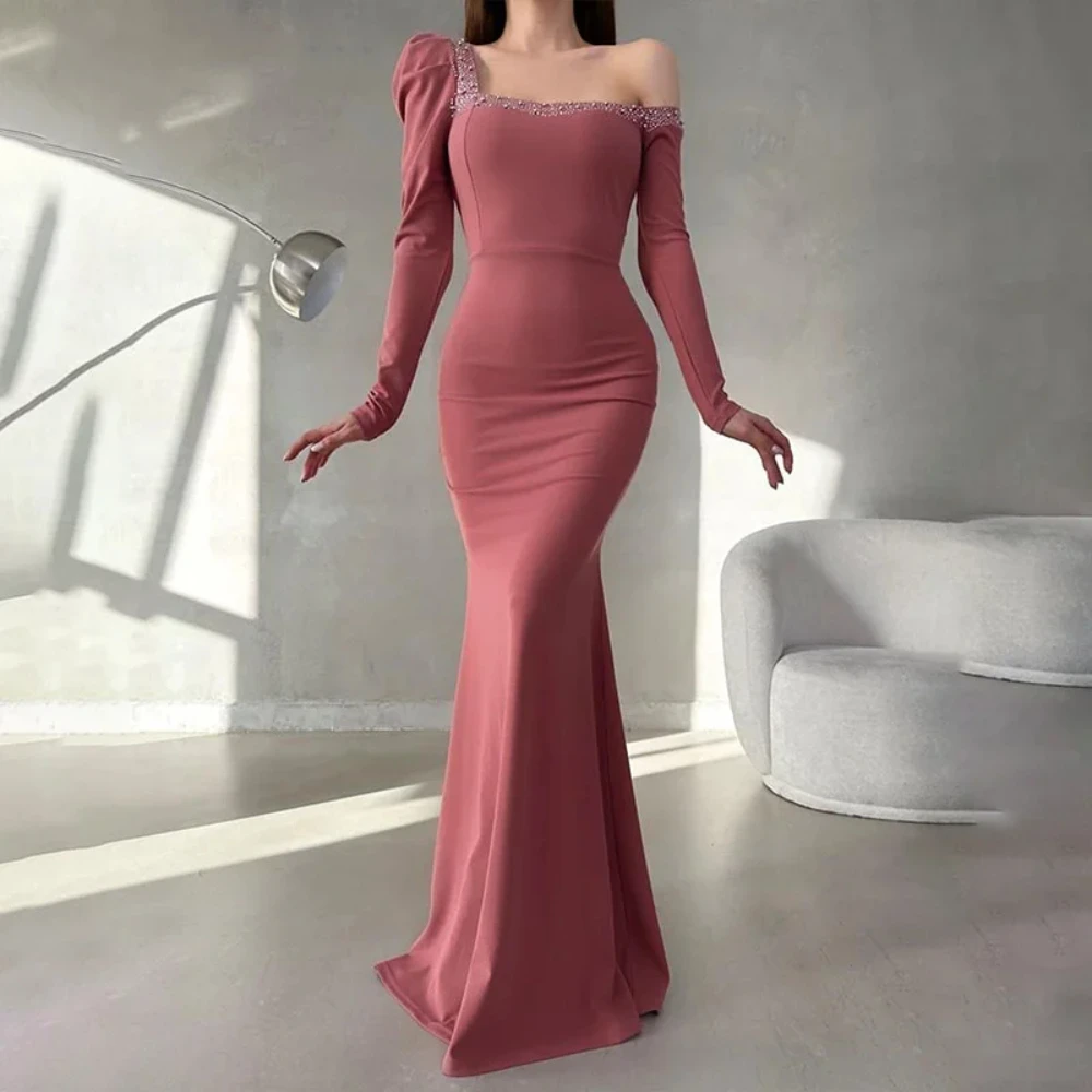 Elegant Satin 2024 New Evening Dresses One Shoulder Long Sleeves Square Collar Sheath Mermaid Party Prom Gowns Vestido De Fiesta
Elegant Satin 2024 New Evening Dresses One Shoulder Long Sleeves Square Collar Sheath Mermaid Party Prom Gowns Vestido De Fiesta