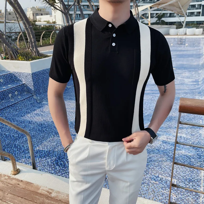 British Style Striped Knitted Polo Shirt Men Summer Short Sleeve Casual T-shirts Slim Fit Lapel Business Social Polo Hombre 2023
British Style Striped Knitted Polo Shirt Men Summer Short Sleeve Casual T-shirts Slim Fit Lapel Business Social Polo Hombre 2023