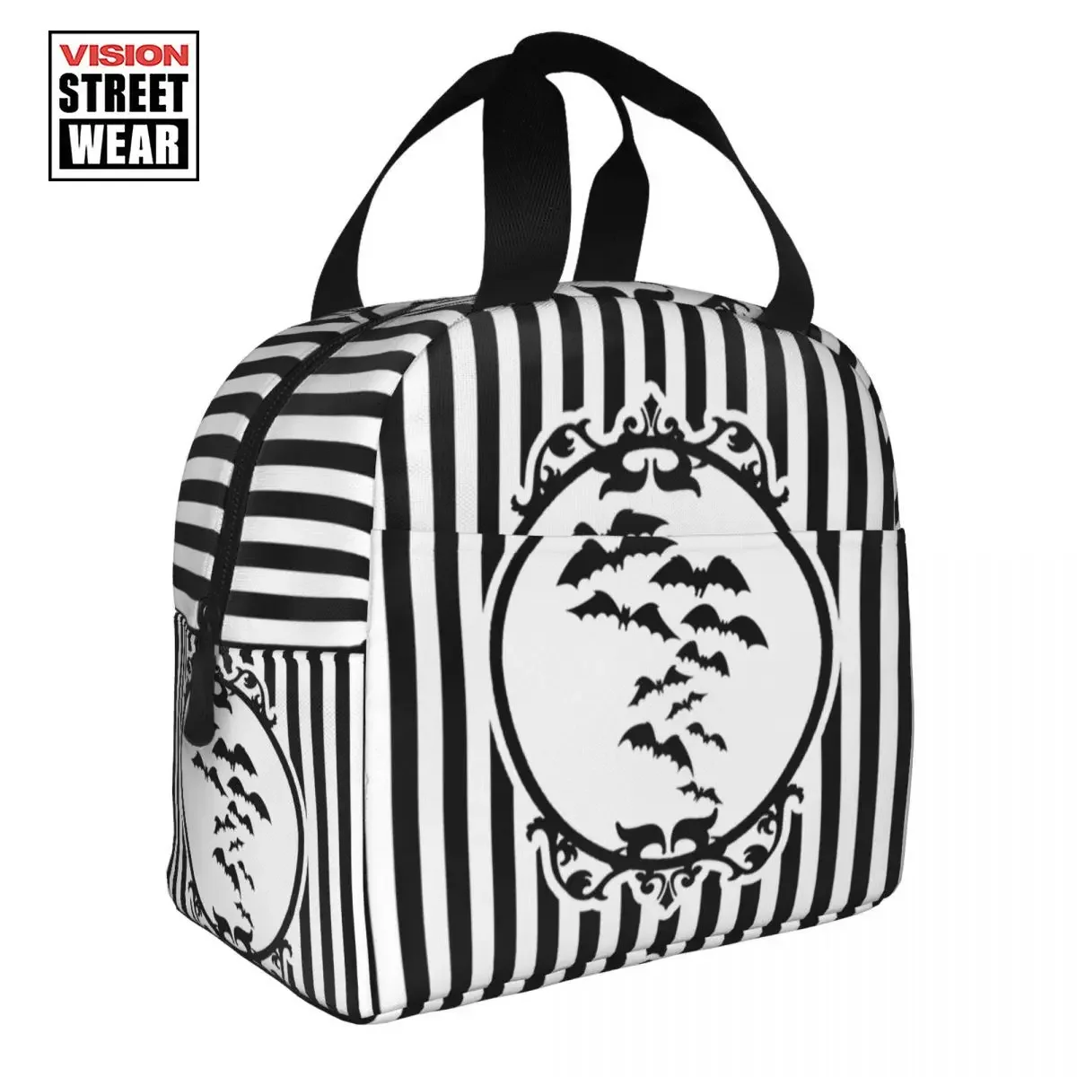 Stripes And Bats Resuable Lunch Boxes for Women Waterproof Goth Occult Witch Halloween Thermal Cooler Food Insulated Lunch Bag
Stripes And Bats Resuable Lunch Boxes for Women Waterproof Goth Occult Witch Halloween Thermal Cooler Food Insulated Lunch Bag