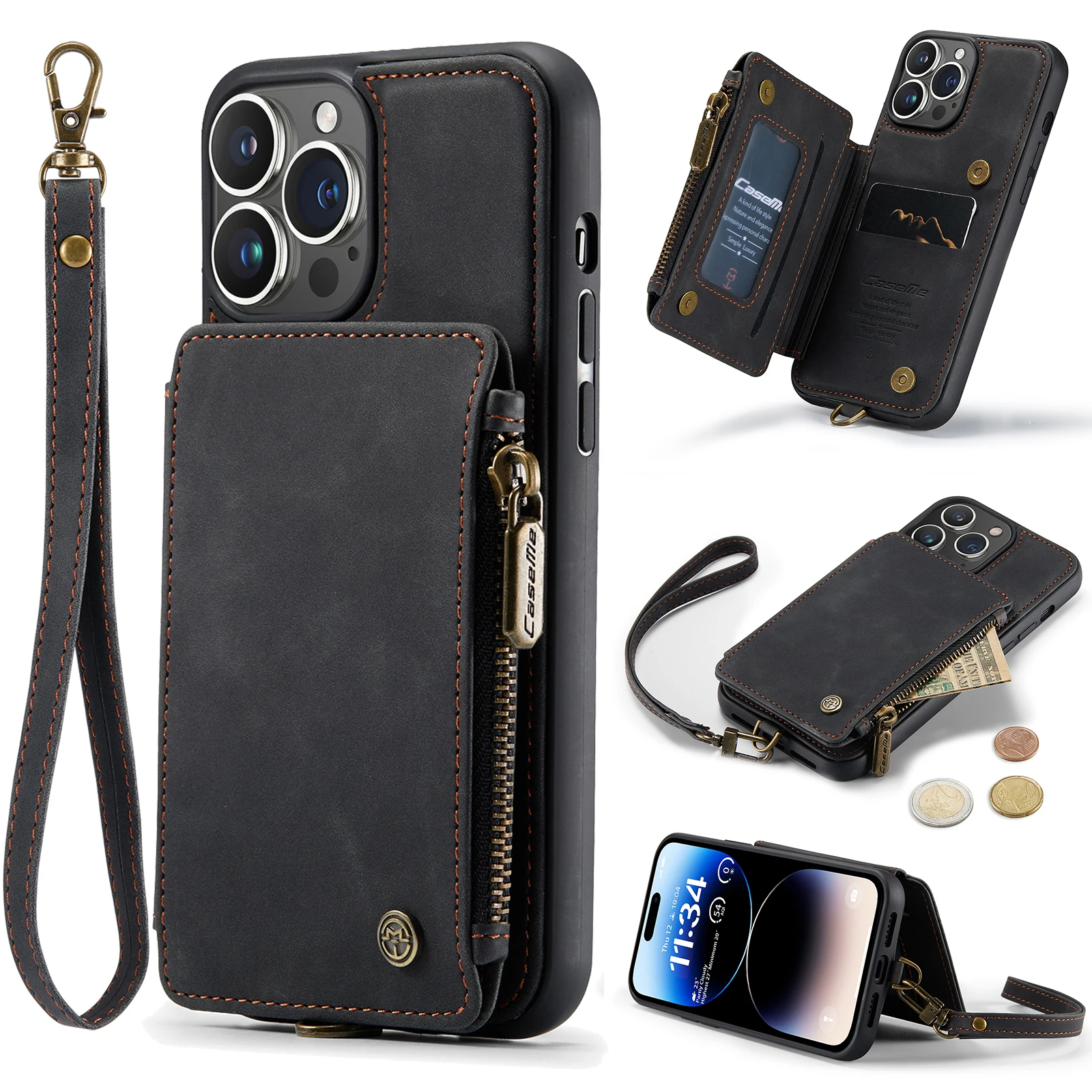 CaseMe Retro Leather Zipper Card Holder Wallet Case, RFID Blocking Kickstand Cover For iPhone 14 Pro Max 15 13 12 11 XS XR X 8
CaseMe Retro Leather Zipper Card Holder Wallet Case, RFID Blocking Kickstand Cover For iPhone 14 Pro Max 15 13 12 11 XS XR X 8