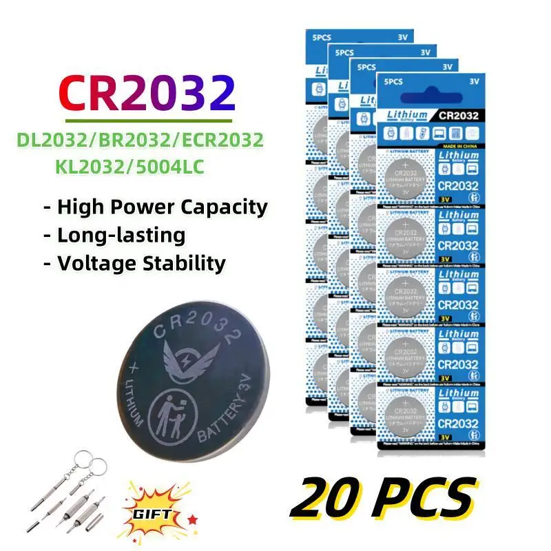 

CR2032 20 шт. Кнопочная батарея ECR2032 DL2032 BR2032 L2032, батарейки для игрушек, часов, пультов дистанционного управления, часы, бесплатная доставка