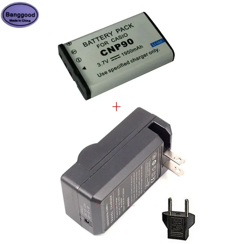 

3.7V 1950mAh CNP-90 CNP90 NP-90 NP90 Digital Camera Battery + AC Charger For CASIO Exilim Zoom EX-H10 EX-H15 EX-FH100 EX-H20G