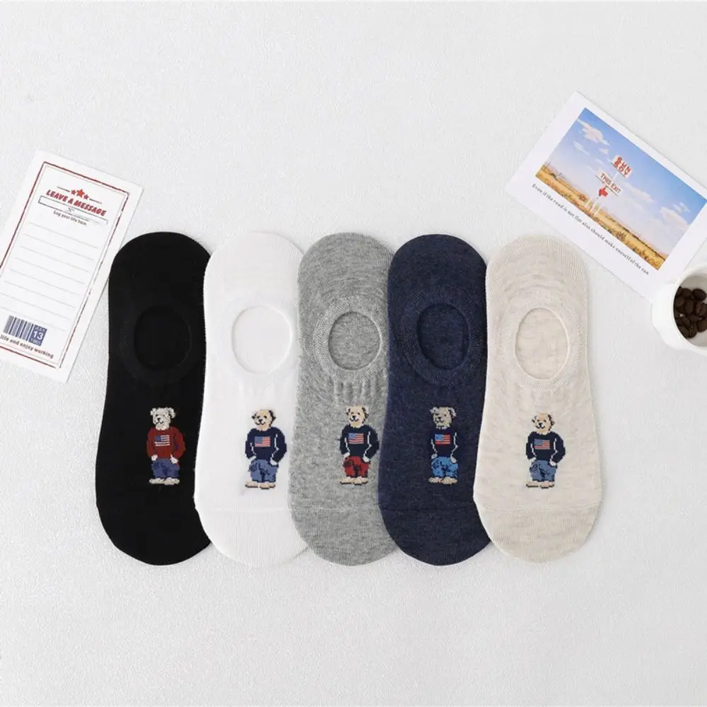 

Unisex Japanese Non-slip Cartoon Slippers Socks Cotton Casual Hosiery Middle Tube Hosiery Korean Style Socks Men's Boat Socks