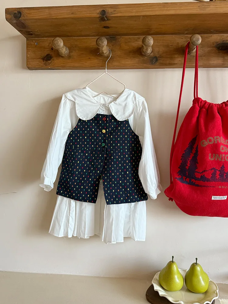 2025 Autumn New Girls Preppy Style Pleated Dress Solid Children Long Sleeve Dress Baby Girl Large Lapel Loose Dress Kids Clothes 34 S79b20bb89c3d4e189883f2f89302328d8